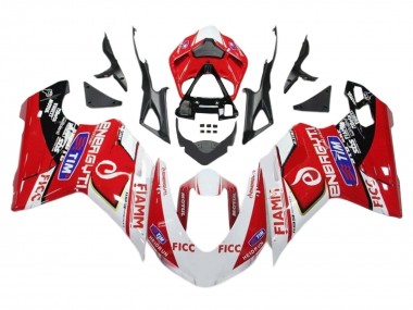 Meilleurs Carénages Moto Ducati 1199 2011-2014 - Blanc Rouge Noir Brillant Ficc Fiamm