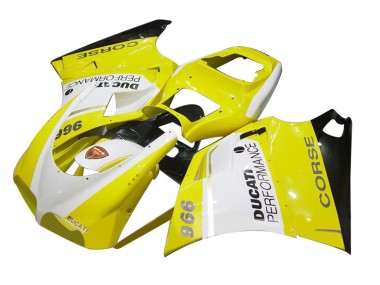 Meilleurs Carénage Moto Ducati 996 1993-2005 - Blanc Jaune Noir Brillant Corse Performance