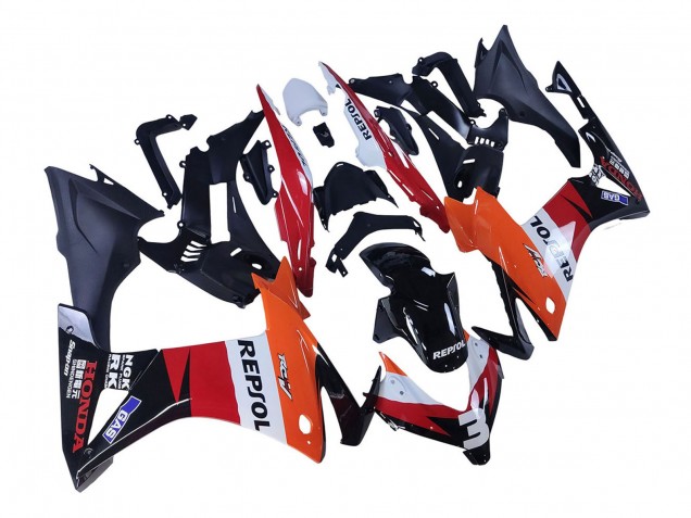 Carénages Moto Honda CBR500R 2013-2015 - Orange Blanc Rouge Noir Brillant Repsol 3