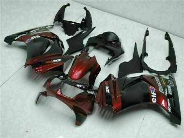 Meilleurs Carénages Moto Kawasaki EX250 2008-2012 - Noir Brillant Rouge Marron