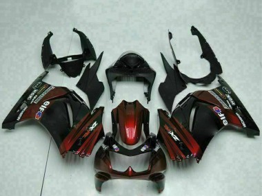 Meilleurs Carénages Moto Kawasaki EX250 2008-2012 - Noir Brillant Rouge Marron