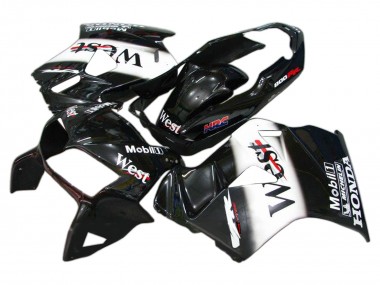 Meilleurs Carénages Moto Honda VFR 800 1998-2001 - Noir Brillant Blanc West HRC