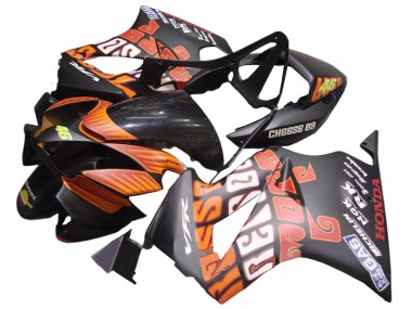 Meilleurs Carénages Moto Honda VFR 800 2002-2013 - Noir Mat Orange Rossi Repsol 46