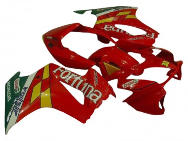Meilleurs Carénages Moto Honda VFR 800 2002-2013 - Rouge Jaune Vert Fortuna Castrol Valsir 33