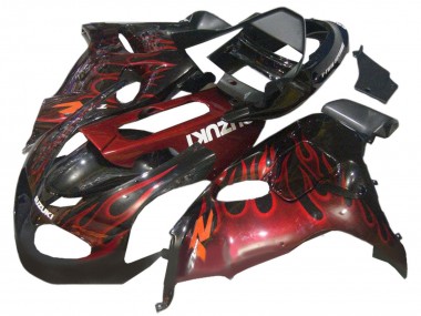 Meilleurs Carénages Moto Suzuki TL1000R 1998-2003 - Noir Brillant Rouge Flamme