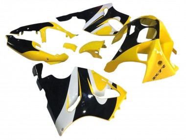 Meilleurs Carénages Moto Kawasaki ZX7R 1996-2003 - Jaune Blanc Noir Brillant
