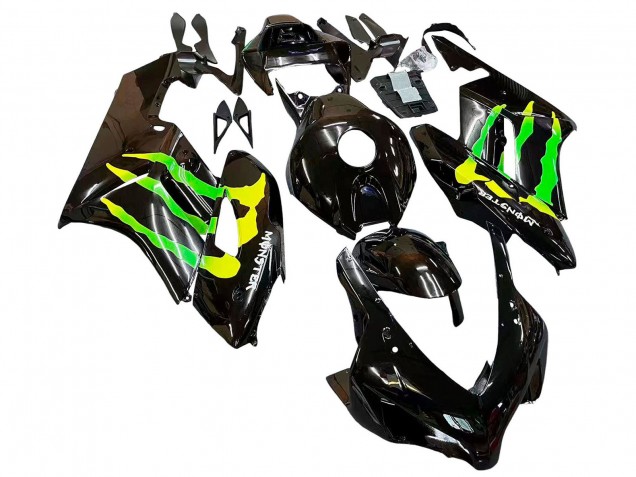 Carénages Moto Honda CBR1000RR 2004-2005 - Noir Brillant Jaune Vert Monstre