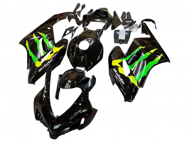 Carénages Moto Honda CBR1000RR 2004-2005 - Noir Brillant Jaune Vert Monstre