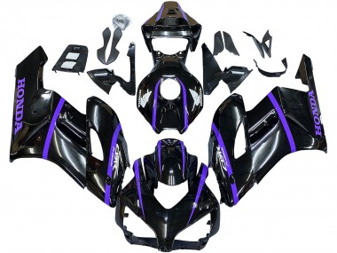 Meilleurs Carénages Moto Honda CBR1000RR 2004-2005 - Noir Brillant Violet Bande