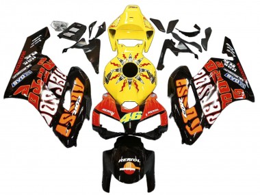 Meilleurs Carénages Moto Honda CBR1000RR 2004-2005 - Jaune Orange Noir Brillant Repsol Rossi 46