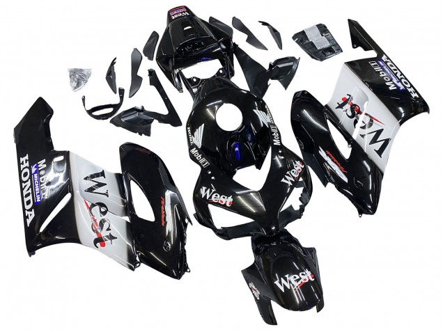 Carénages Moto Honda CBR1000RR 2004-2005 - Noir Brillant Blanc West