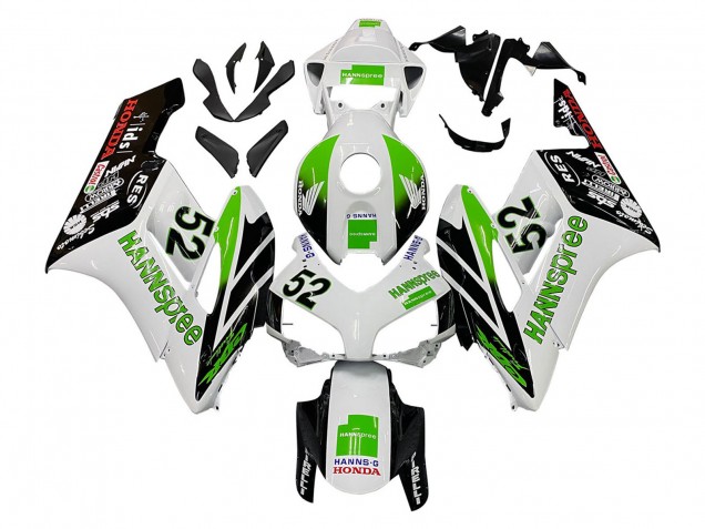 Carénages Moto Honda CBR1000RR 2004-2005 - Blanc Vert Noir Brillant Hannspree 52