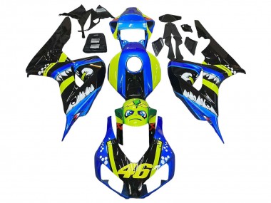 Meilleurs Carénages Moto Honda CBR1000RR 2006-2007 - Bleu Fluorescent Vert Noir Brillant Requin 46