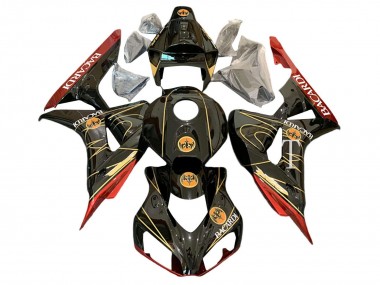 Meilleurs Carénages Moto Honda CBR1000RR 2006-2007 - Noir Brillant Rouge Or BACARDI