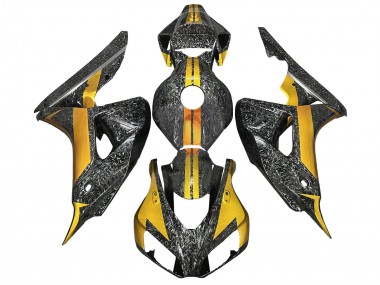 Meilleurs Carénages Moto Honda CBR1000RR 2006-2007 - Or Noir Fibre de Carbone Forgée