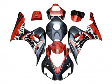 Meilleurs Carénages Moto Honda CBR1000RR 2006-2007 - Rouge Noir Mat Monstre Requin