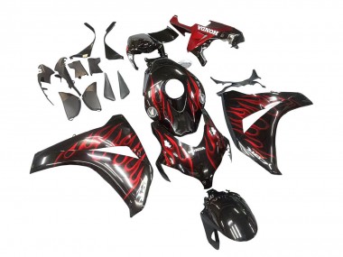 Meilleurs Carénage Moto Honda CBR1000RR 2008-2011 - Noir Brillant Rouge Flamme