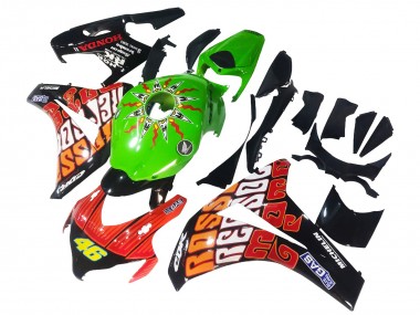 Meilleurs Carénages Moto Honda CBR1000RR 2008-2011 - Vert Orange Noir Brillant Rossi Michelin 46