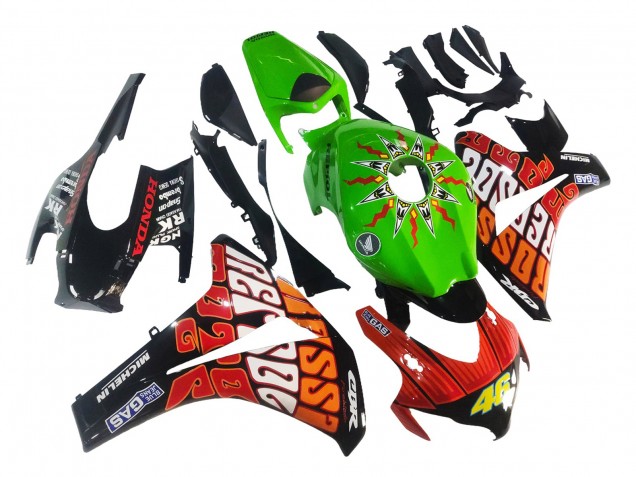 Carénages Moto Honda CBR1000RR 2008-2011 - Vert Orange Noir Brillant Rossi Michelin 46