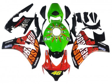 Meilleurs Carénages Moto Honda CBR1000RR 2008-2011 - Vert Orange Noir Brillant Rossi Michelin 46