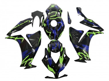 Meilleurs Carénages Moto Honda CBR1000RR 2012-2016 - Vert Bleu Noir Brillant