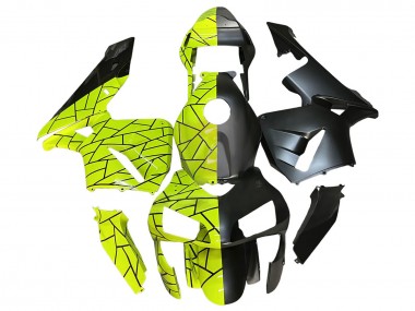 Meilleurs Carénages Moto Honda CBR600RR 2003-2004 - Fluorescent Vert Noir Mat