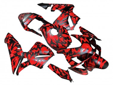 Meilleurs Carénages Moto Honda CBR600RR 2003-2004 - Noir Rouge Gris Camouflage