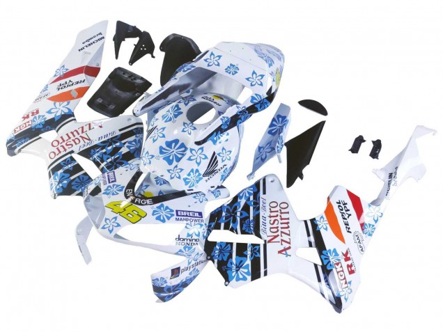 Carénages Moto Honda CBR600RR 2003-2004 - Blanc Bleu Rouge Nastro Azzurro 46