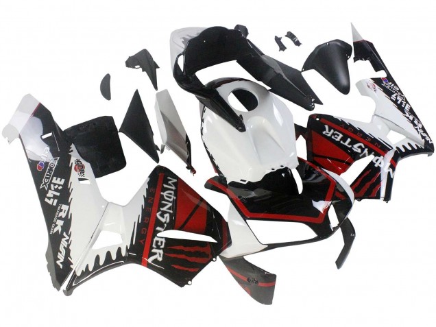 Carénages Moto Honda CBR600RR 2003-2004 - Blanc Rouge Noir Brillant Monstre