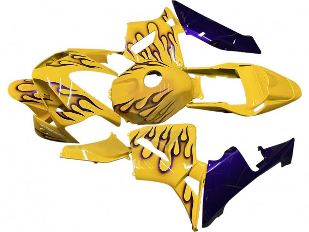 Carénages Moto Honda CBR600RR 2003-2004 - Jaune Noir Flamme