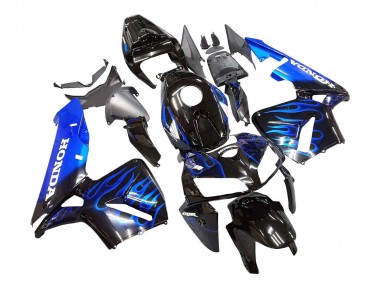 Meilleurs Carénage Moto Honda CBR600RR 2005-2006 - Noir Brillant Bleu Flamme