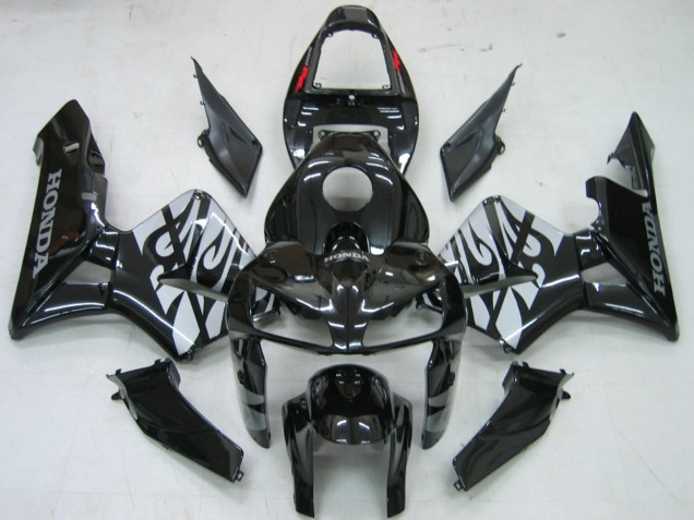 Carénages Moto Honda CBR600RR 2005-2006 - Noir Brillant Gris Flamme