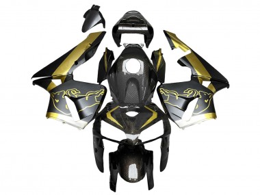 Meilleurs Carénages Moto Honda CBR600RR 2005-2006 - Noir Or Fibre de Carbone