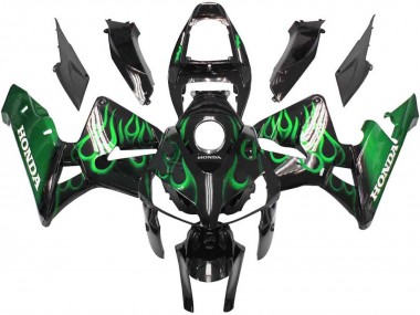 Meilleurs Carénages Moto Honda CBR600RR 2005-2006 - Noir Brillant Vert Flamme