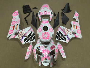 Meilleurs Carénages Moto Honda CBR600RR 2005-2006 - Blanc Rose Floral Nastro Azzurro 46