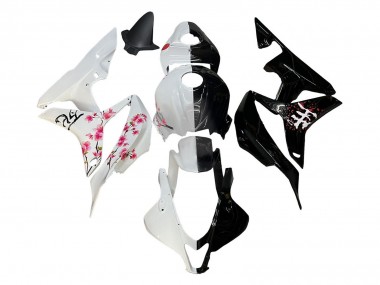 Meilleurs Carénages Moto Honda CBR600RR 2007-2008 - Blanc Fleur de cerisier Noir Brillant Diviser