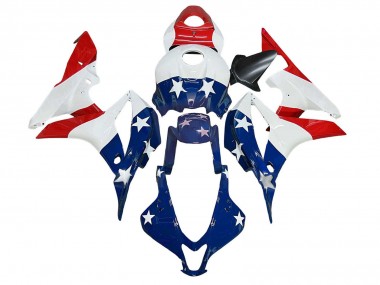 Meilleurs Carénages Moto Honda CBR600RR 2007-2008 - Blanc Bleu Rouge Étoile