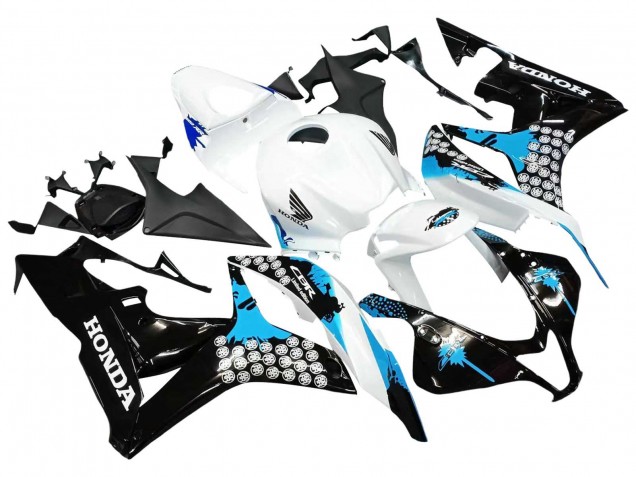Carénages Moto Honda CBR600RR 2007-2008 - Blanc Bleu Clair Noir Brillant