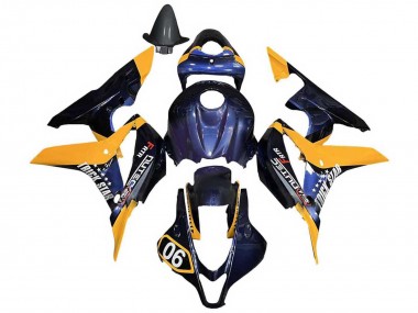 Meilleurs Carénages Moto Honda CBR600RR 2007-2008 - Orange Bleu Foncé Trick Star 06