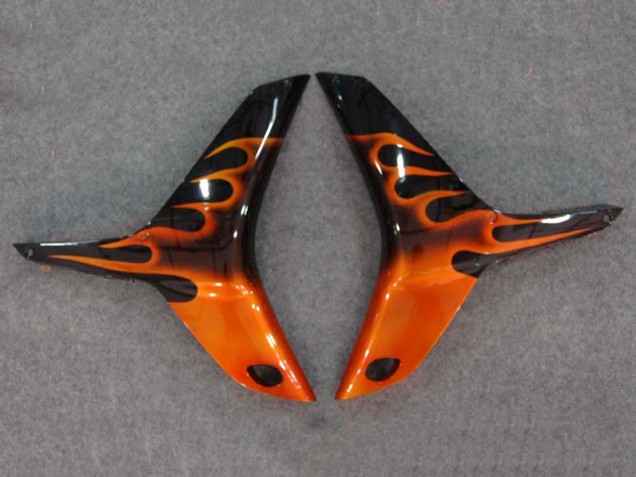 Carénages Moto Honda CBR600RR 2007-2008 - Noir Brillant Orange Flamme