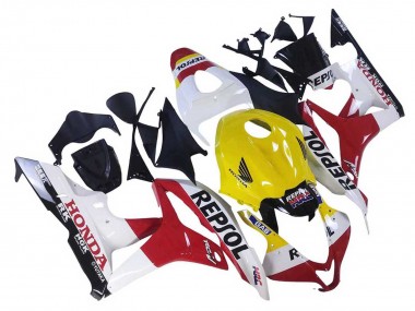 Meilleurs Carénages Moto Honda CBR600RR 2007-2008 - Blanc Jaune Rouge Repsol HRC