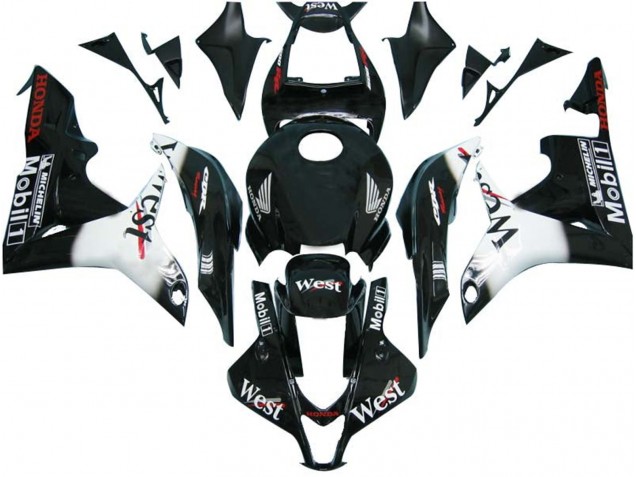 Carénages Moto Honda CBR600RR 2007-2008 - Noir Brillant Blanc West
