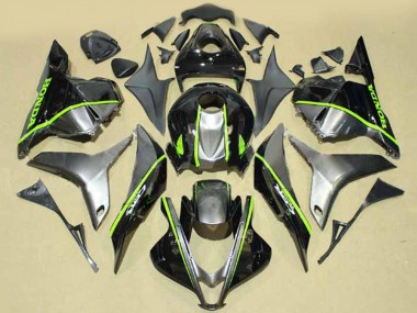 Meilleurs Carénages Moto Honda CBR600RR 2009-2012 - Argent Noir Brillant Fluorescent Vert Doubler