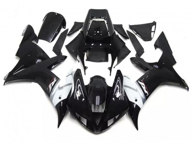 Carénages Moto Yamaha YZF R1 2002-2003 - Noir Brillant Blanc Argent