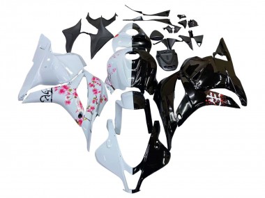 Meilleurs Carénages Moto Honda CBR600RR 2009-2012 - Blanc Fleur de cerisier Noir Brillant
