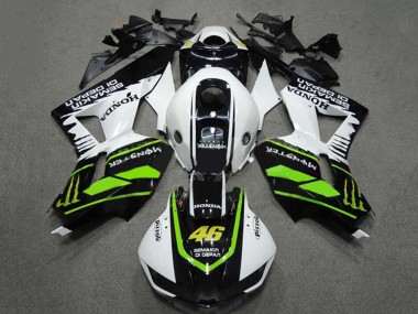 Meilleurs Carénages Moto Honda CBR600RR 2009-2012 - Blanc Vert Noir Brillant Semakin Didepan Monstre 46