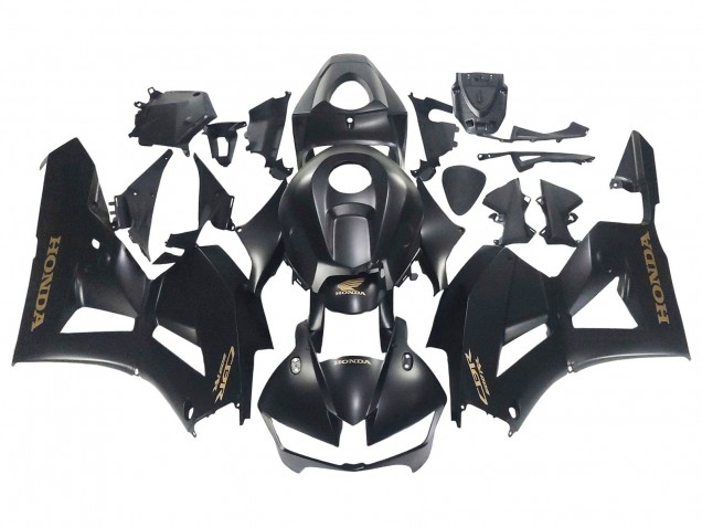 Carénages Moto Honda CBR600RR 2013-2023 - Noir Mat Or Décalque