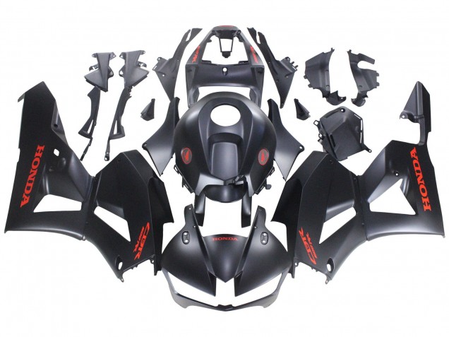 Carénages Moto Honda CBR600RR 2013-2023 - Noir Mat Rouge Décalque
