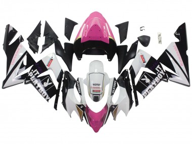 Meilleurs Carénages Moto Kawasaki ZX10R 2004-2005 - Noir Rose Blanc Playboy Motul