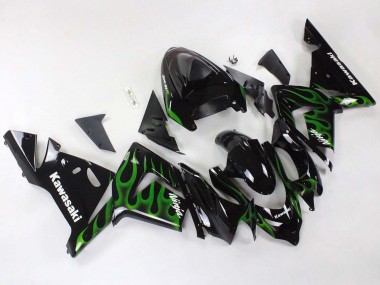 Meilleurs Carénages Moto Kawasaki ZX10R 2004-2005 - Noir Vert Flamme Ninja
